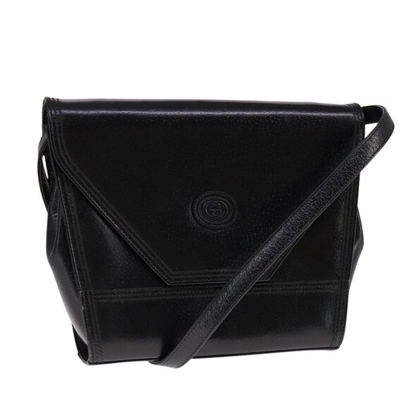 GUCCI Shoulder Bag Leather Black Auth ep7207 - Picture 1 of 16